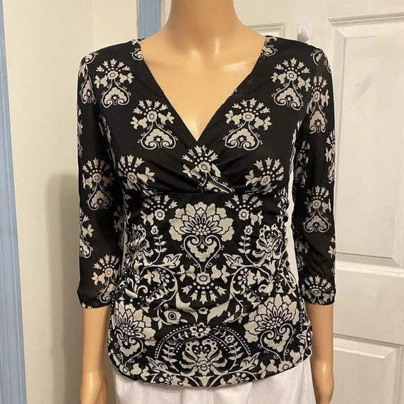 Y2K Whimsigoth Fairy Grunge Babydoll Top witchy Romantic Sz S Black Gray Floral - Picture 1 of 8